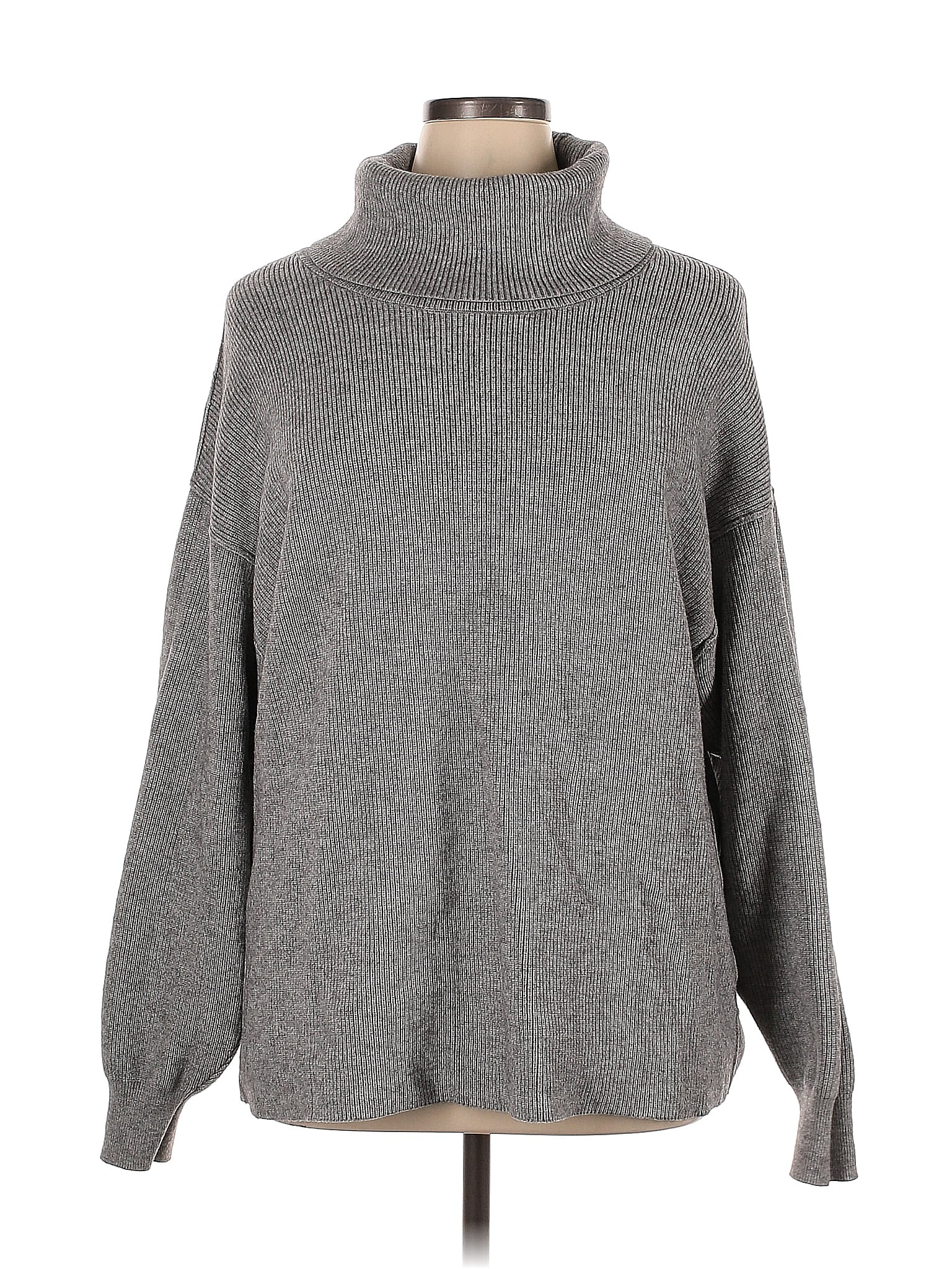 Free People Color Block Solid Gray Turtleneck Sweater Size XL - 66% off ...