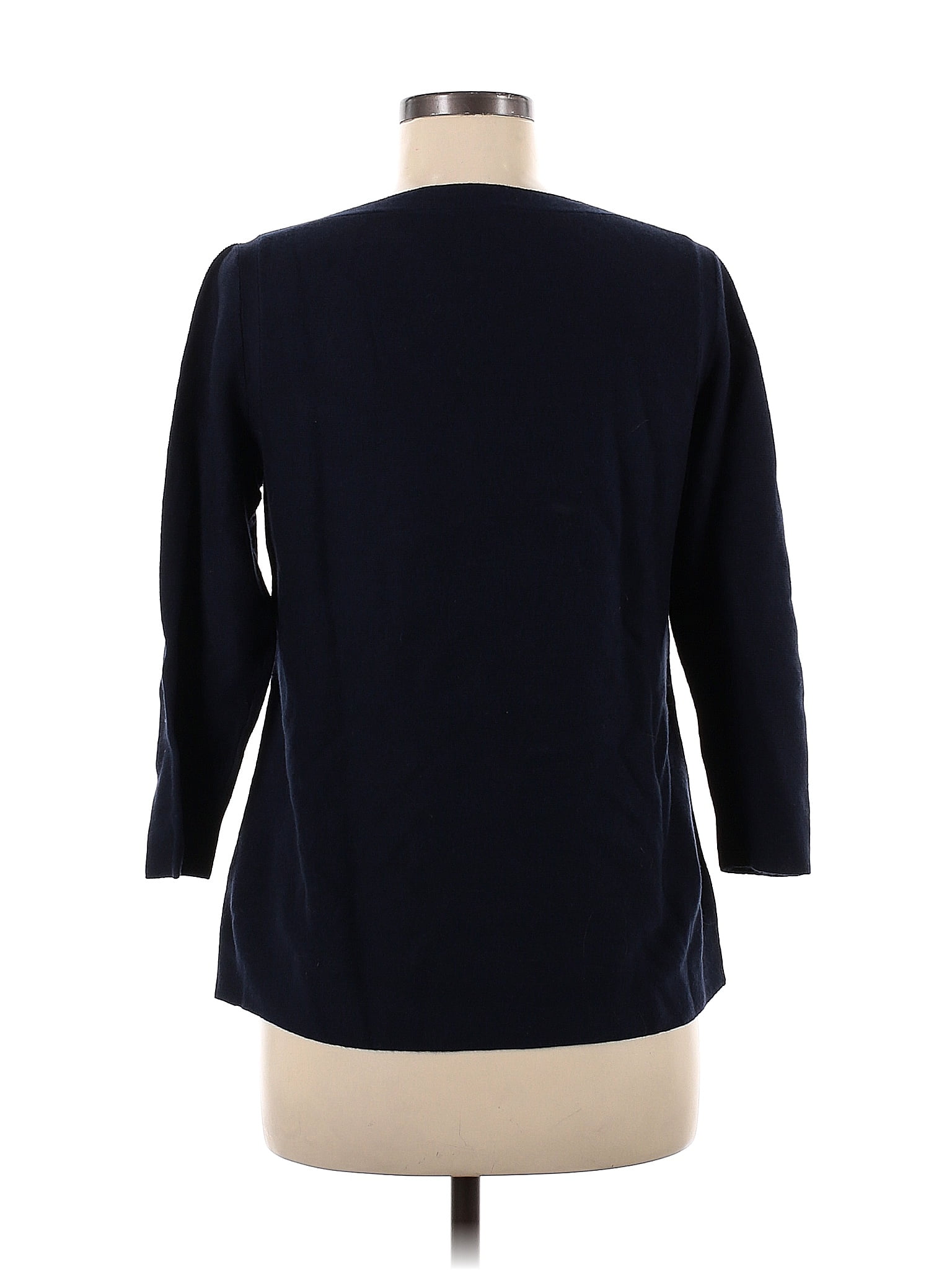 Talbots Color Block Solid Navy Blue Pullover Sweater Size M