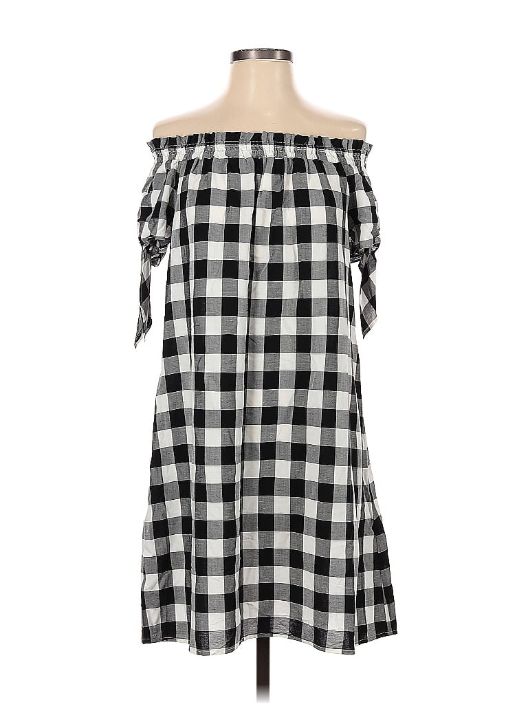 Ann Taylor LOFT Checkered-gingham Grid Plaid Black Casual Dress Size S - photo 1