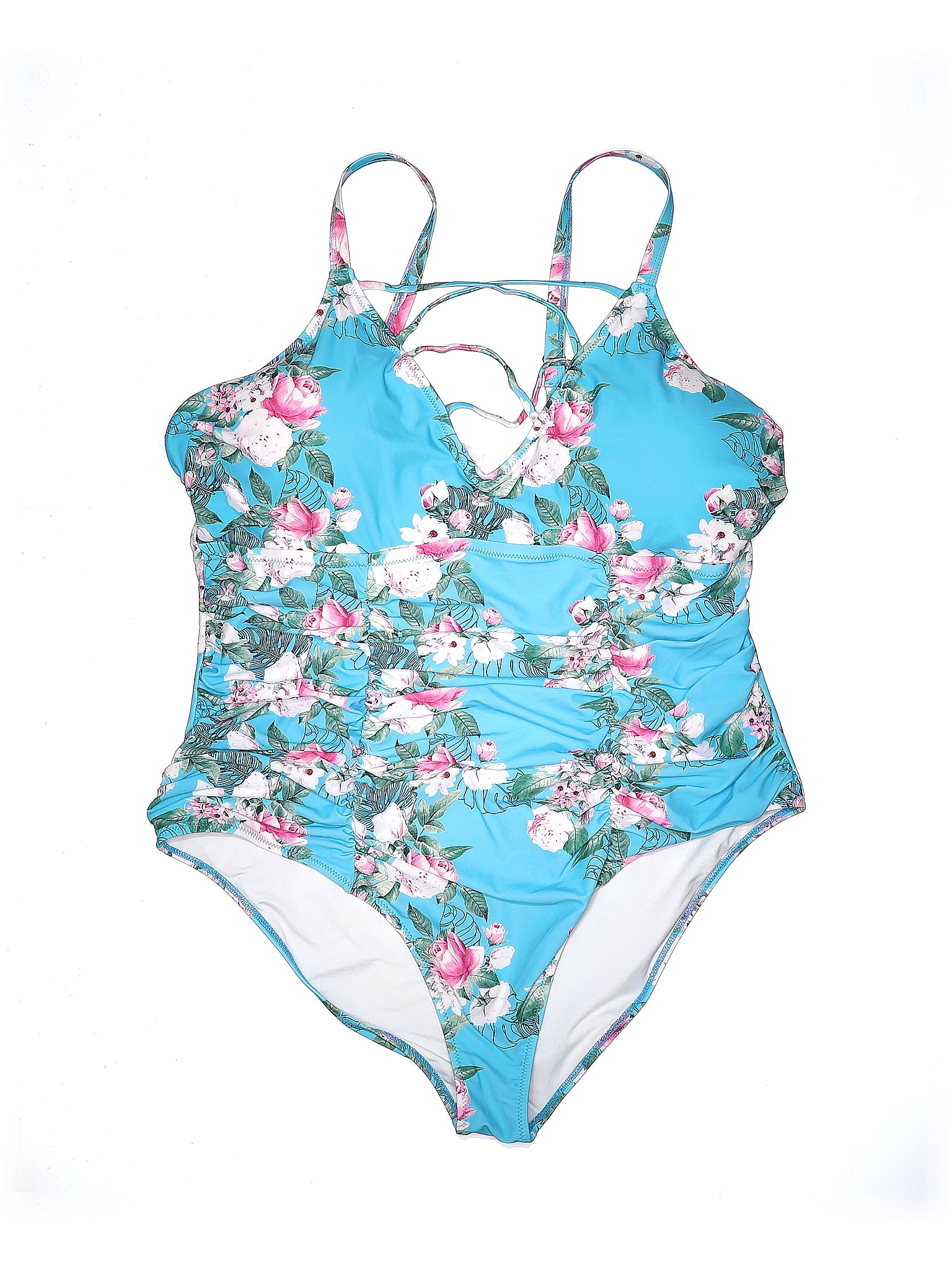 Cupshe Floral Blue One Piece Swimsuit Size 4X (Plus) 17 off ThredUp