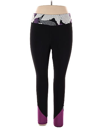 Danskin Now Floral Black Purple Leggings Size 1X (Plus) - 30% off