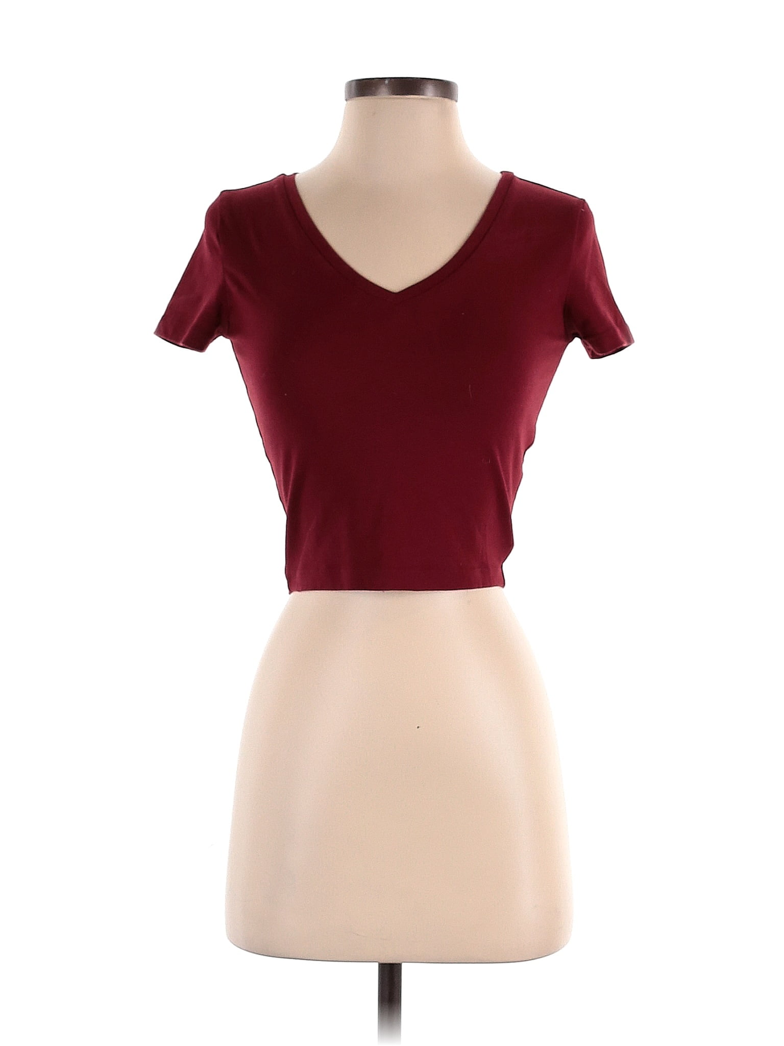 Wild Fable Solid Maroon Burgundy Short Sleeve T-Shirt Size S - 12