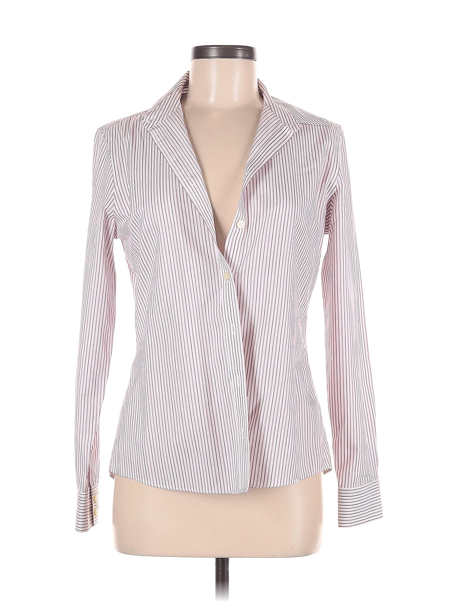 Banana Republic 100 Cotton Stripes Multi Color Pink Long Sleeve Button