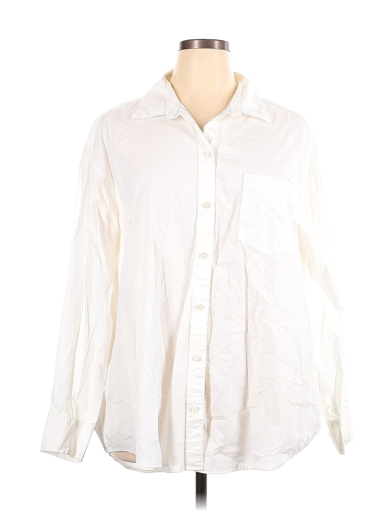 Gap 100 Cotton White Ivory Long Sleeve Button Down Shirt Size Xxl 61