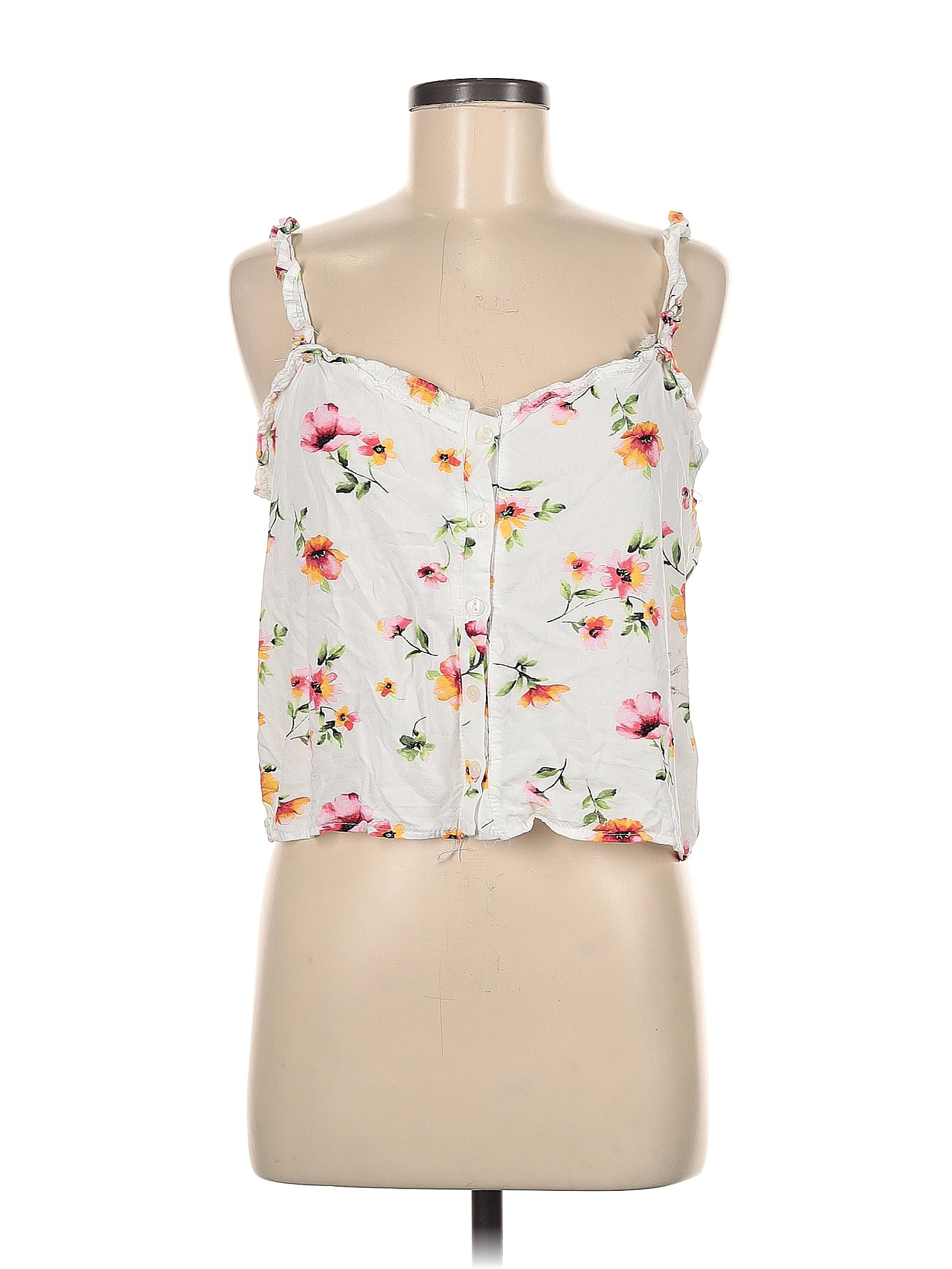 Top Sans Manches Forever 21 - Noir Floral - Taille M - En Polyester/spandex - Occasion Très Bon état