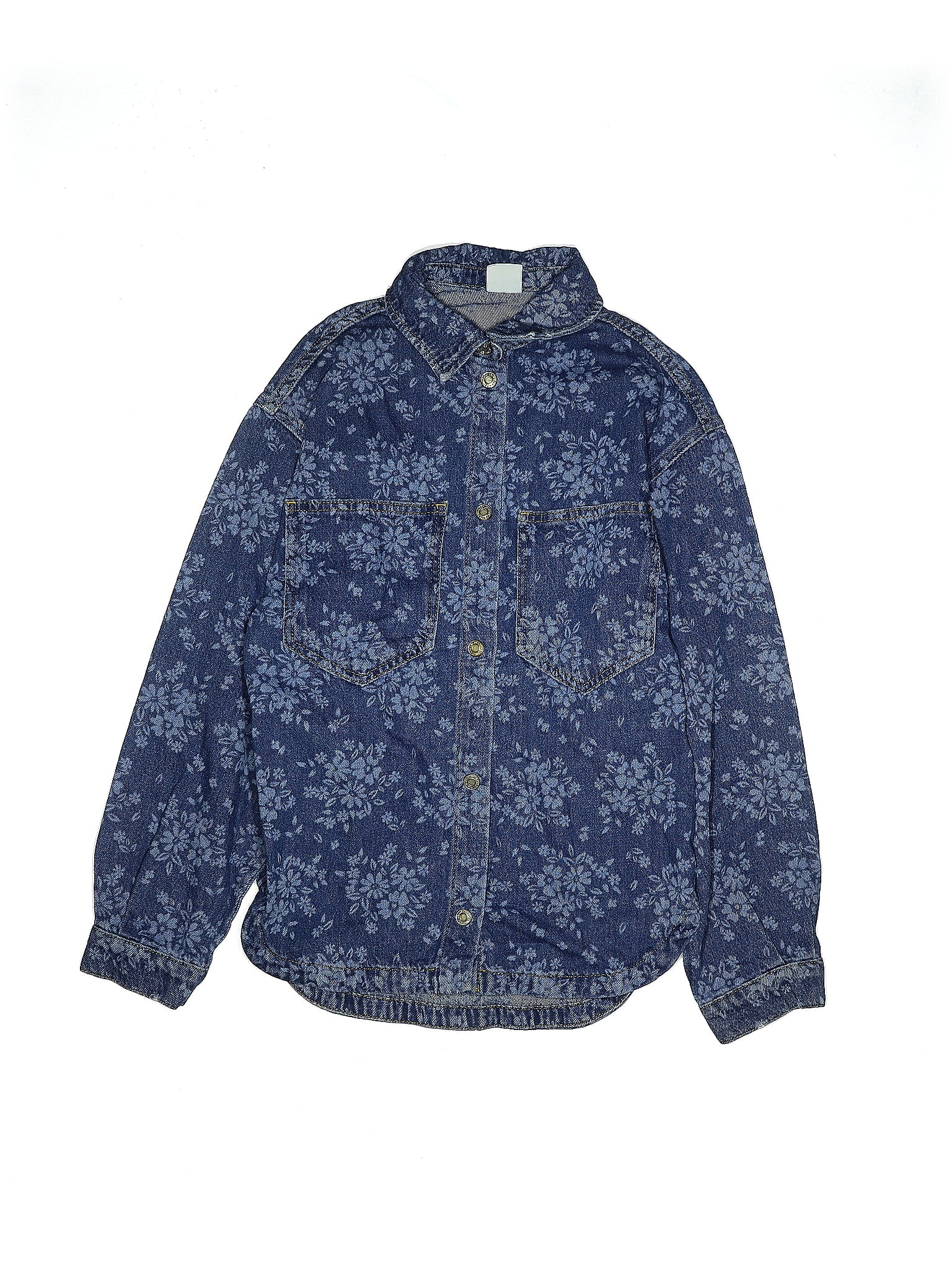 Zara Kids 100 Cotton Floral Navy Blue Denim Jacket Size 13 69 off ThredUp