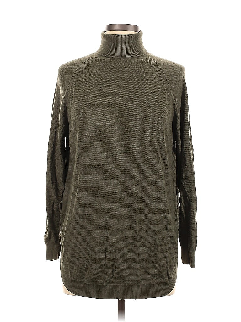 Two Twenty Five Color Block Solid Green Turtleneck Sweater Size L - 62% ...