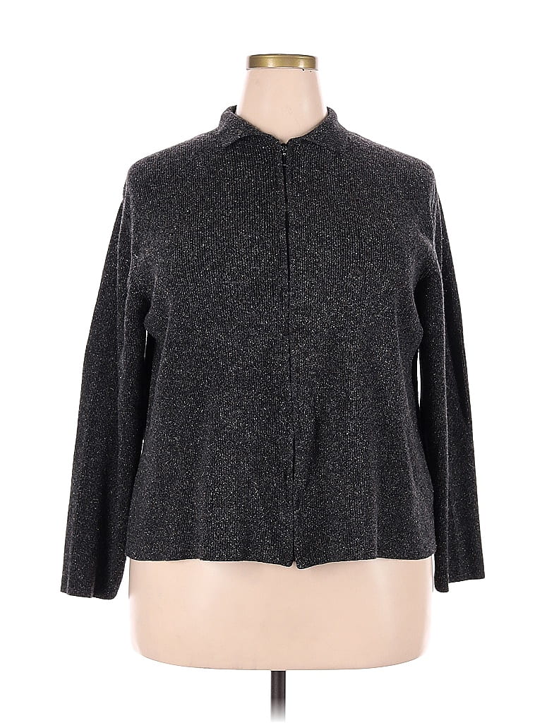 Eileen Fisher Color Block Black Gray Cardigan Size 2X (Plus) 72 off