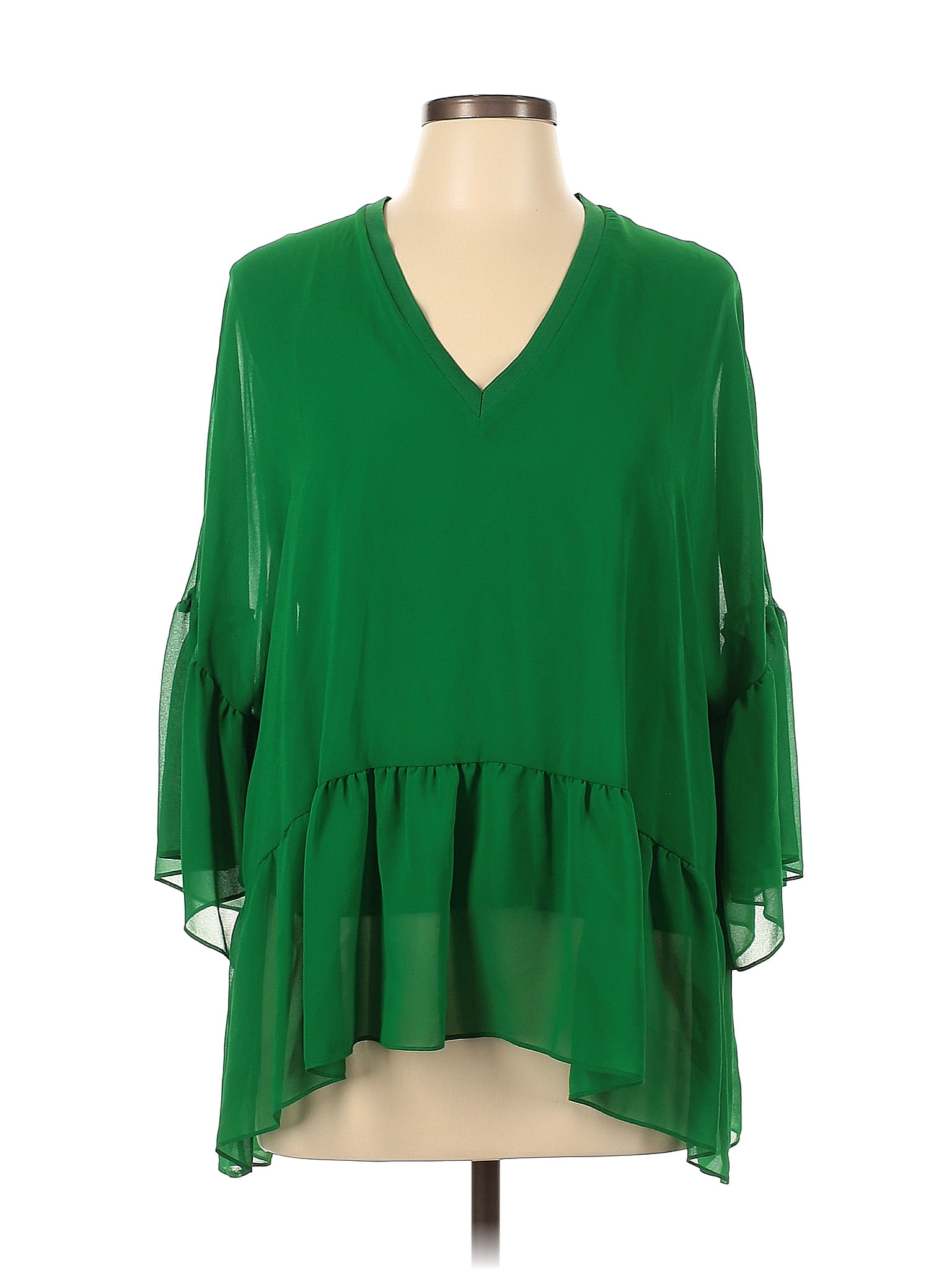 Zara Solid Green 3 4 Sleeve Blouse Size L 52 Off Thredup