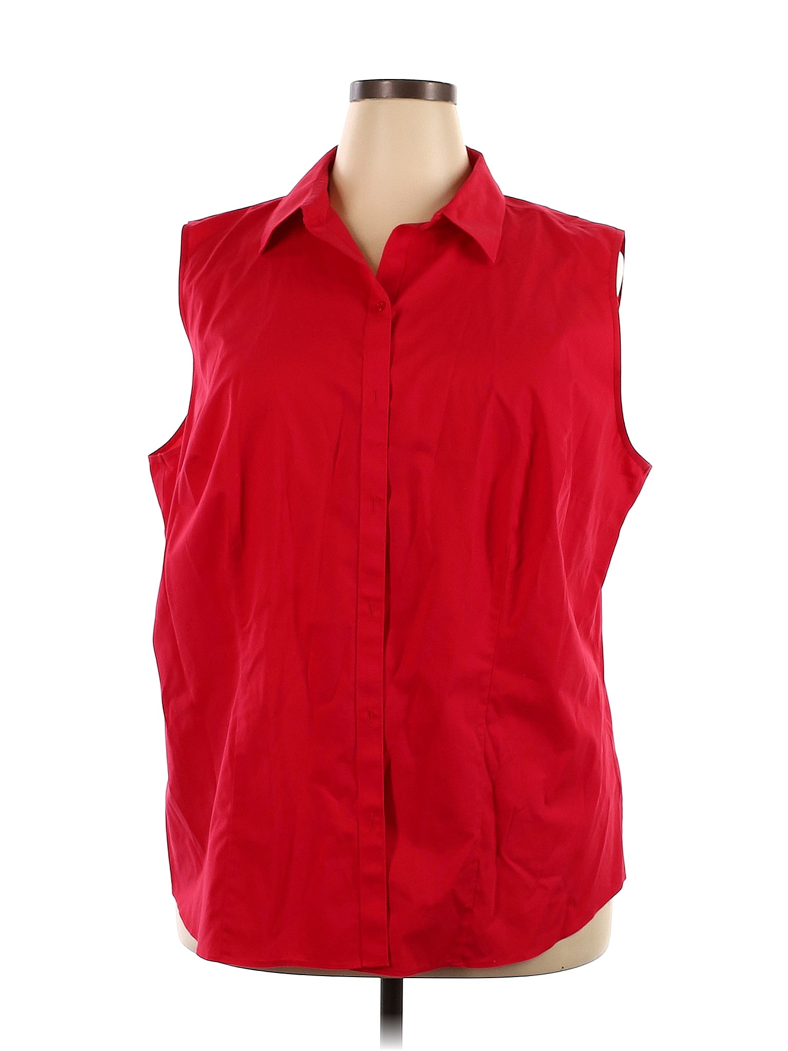 Talbots Solid Red Sleeveless Button Down Shirt Size 22 Plus 77 Off