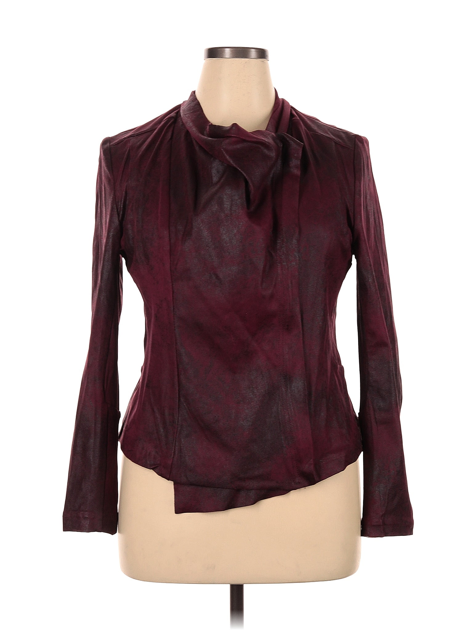 Kate And Mallory Designs Maroon Burgundy Faux Leather Jacket Size Xl 56