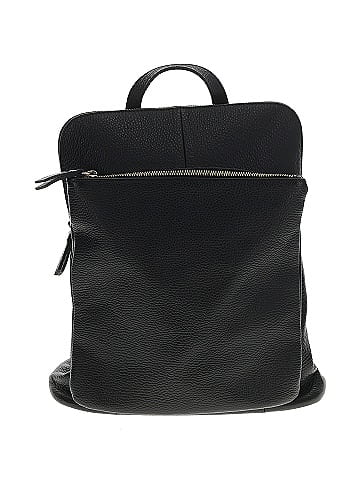 L credi black leather backpack sale