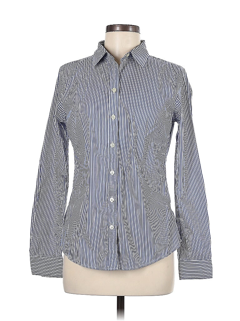 Banana Republic Factory Store Stripes Blue Long Sleeve Button-Down Shirt Size 8 - photo 1