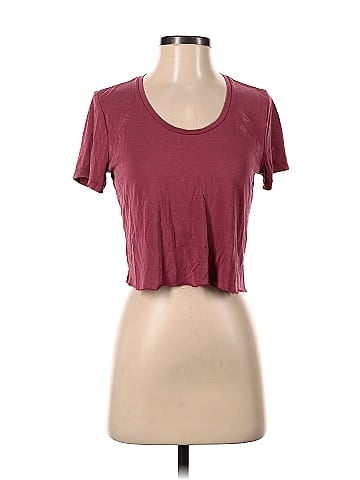 Lucky Brand Solid Burgundy Short Sleeve T-Shirt Size S - 52% off