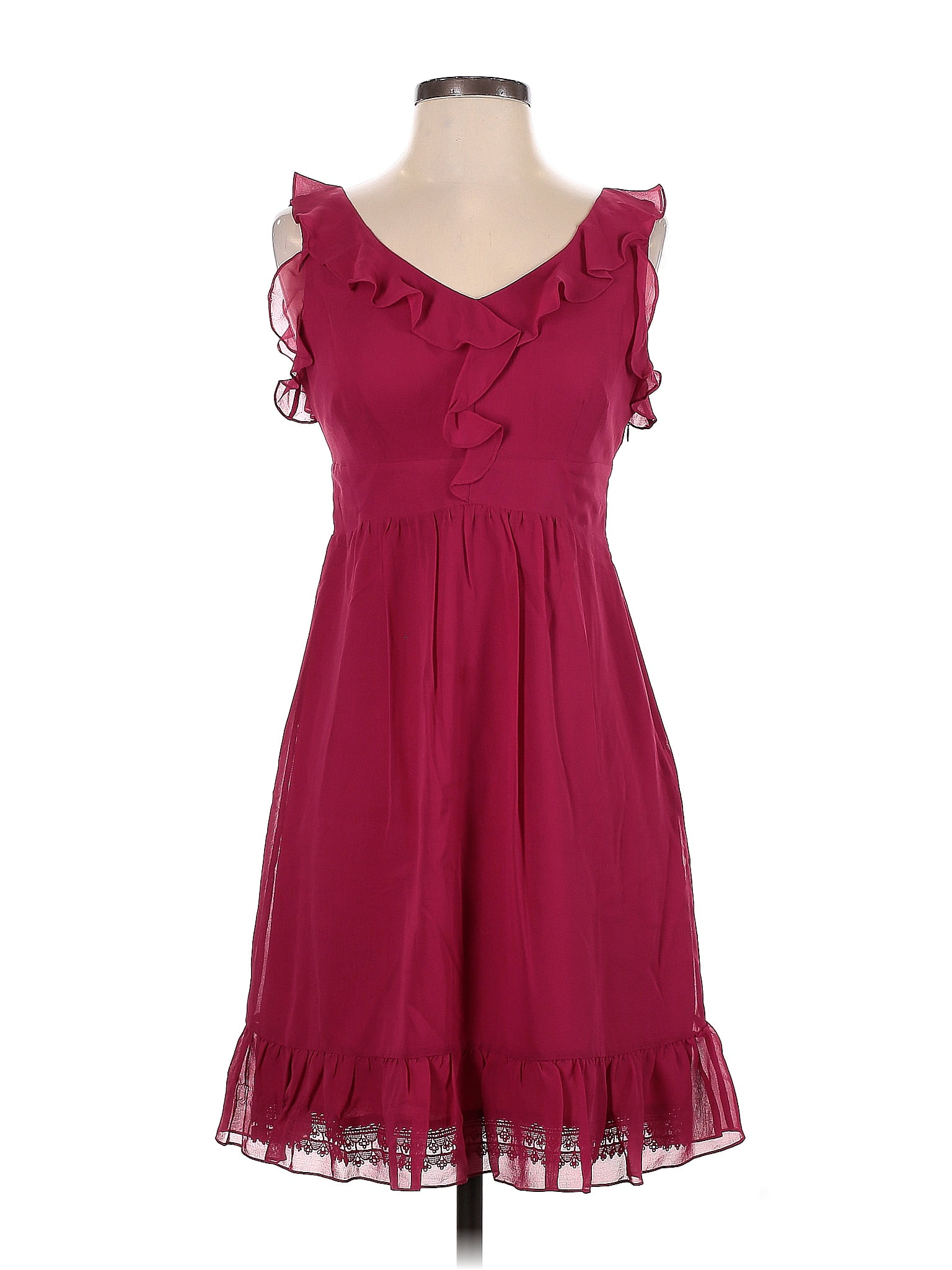 Moulinette Soeurs 100 Silk Solid Pink Burgundy Casual Dress Size 2