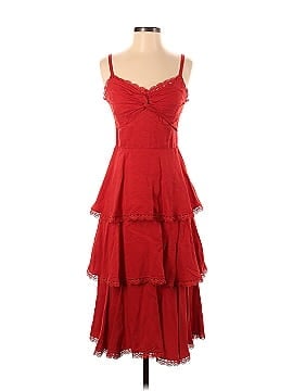 MARCHESA notte Tiered Ruffle Red Cocktail Dress (view 1)