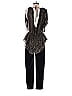 Nuance Jacquard Marled Tweed Brocade Black Jumpsuit Size 9 - photo 2