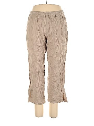 Soft Surroundings 100% Cotton Solid Tan Casual Pants Size XL
