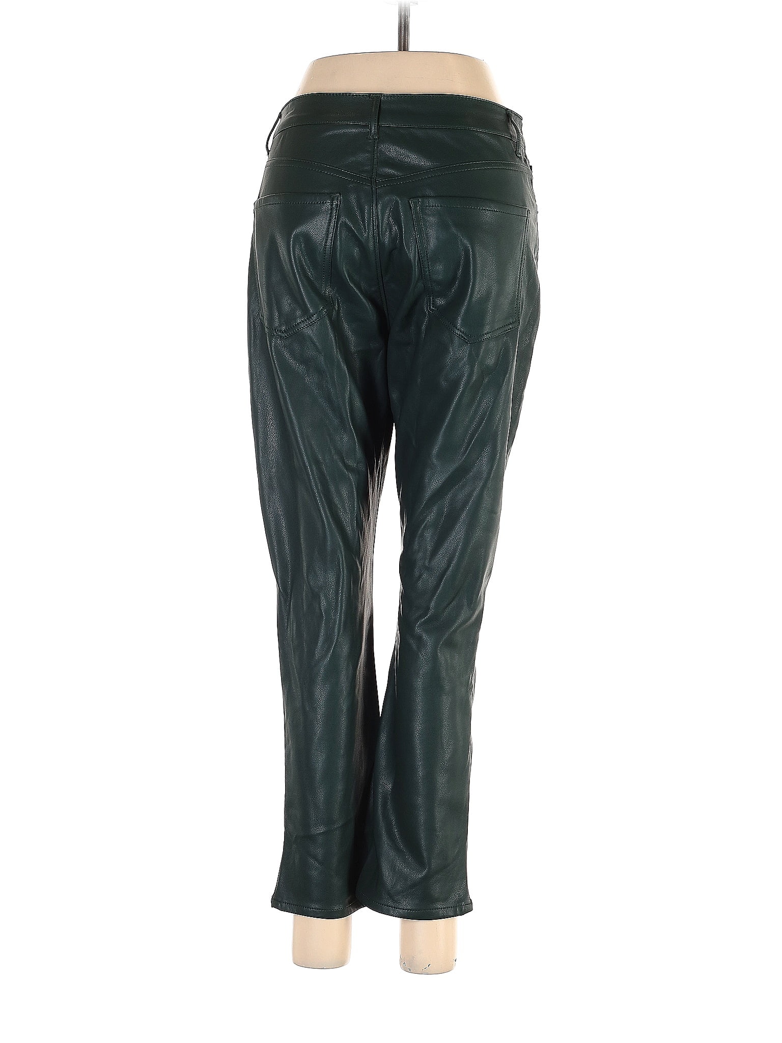 Express Solid Green Faux Leather Pants Size 6 (Petite) - 73% off