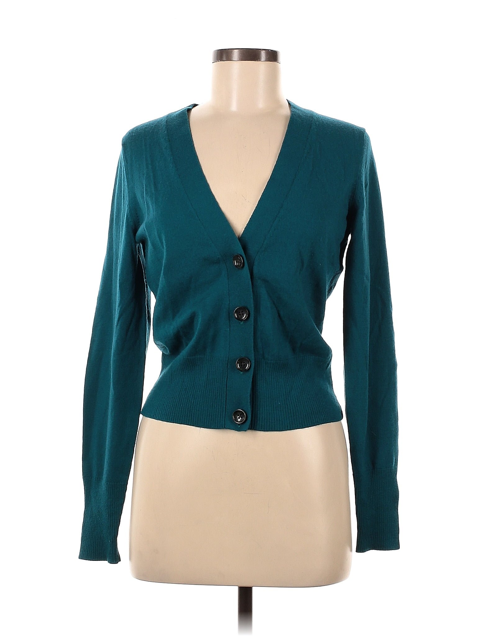 Banana Republic Color Block Solid Teal Cardigan Size M 75 Off Thredup