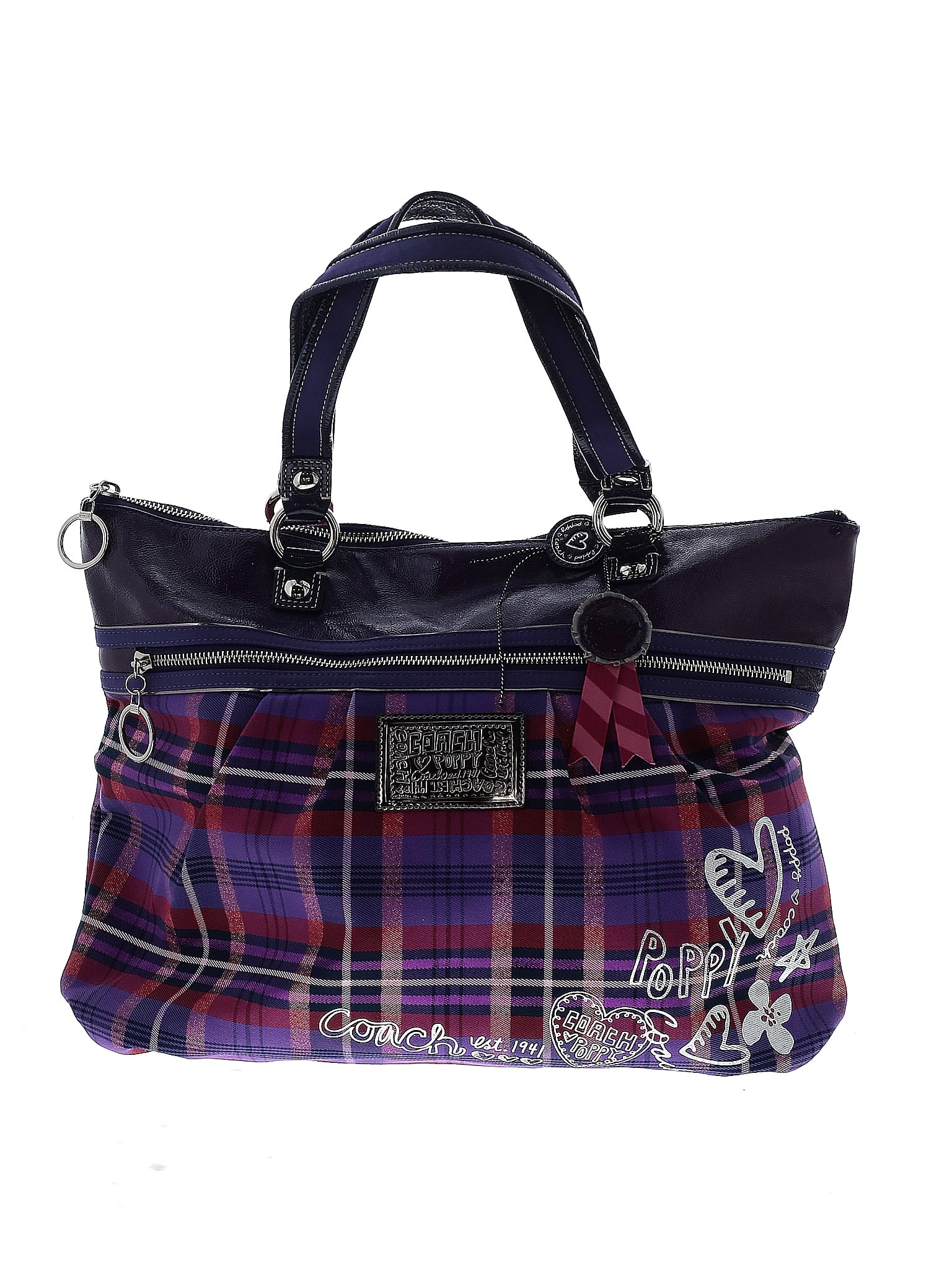 Coach Heart Poppy Plaid Chevron-herringbone Multi Color Purple