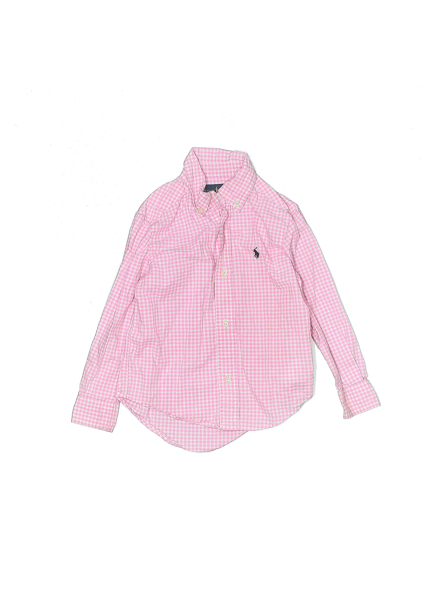 Ralph Lauren 100% Cotton Stripes Pink Long Sleeve Button-Down Shirt Size 3T  - 70% off