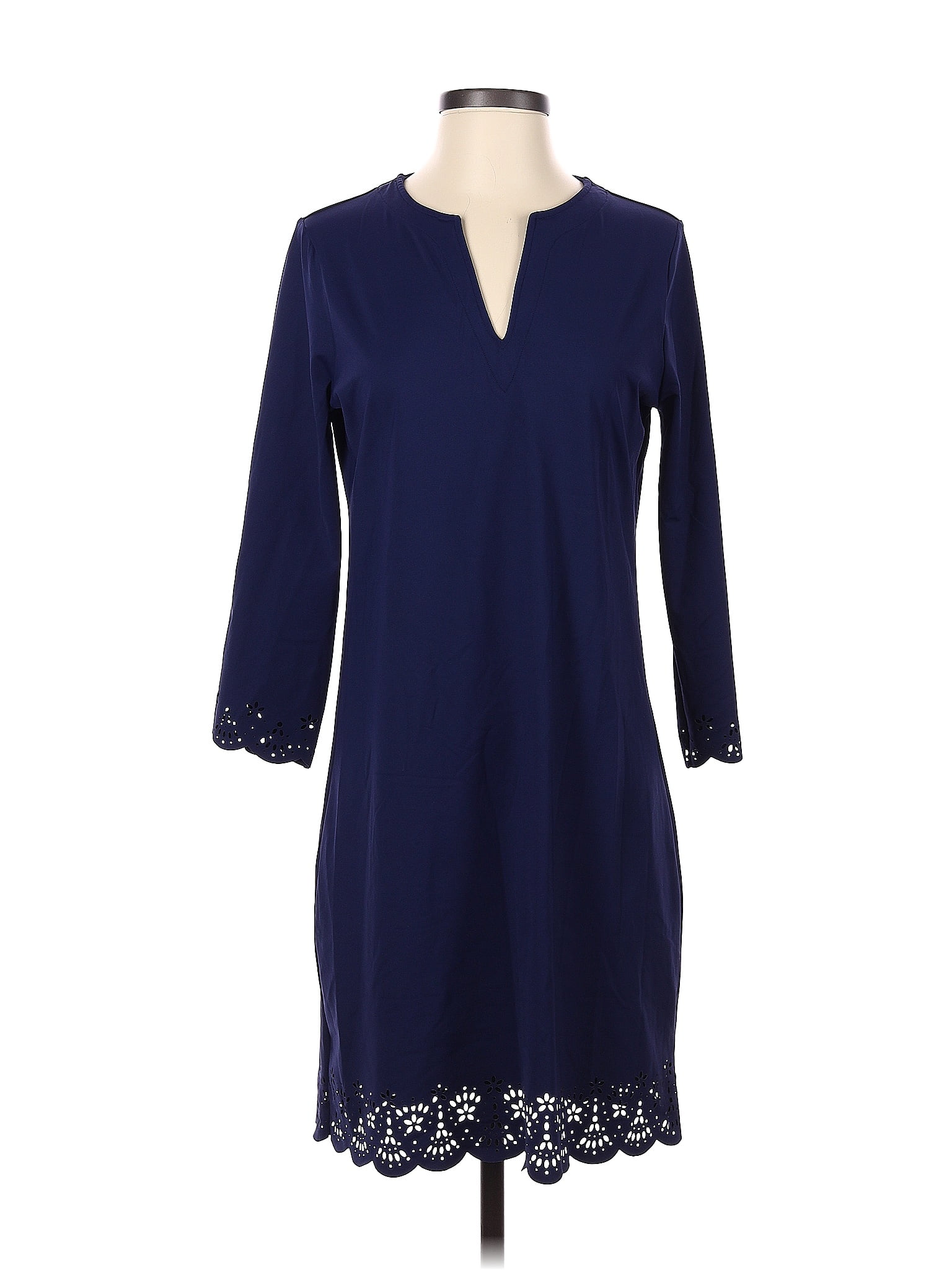 Lands' End Solid Navy Blue Casual Dress Size XS - 73% off