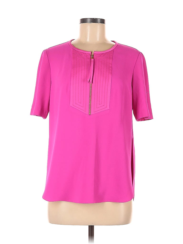 Trina Turk 100 Polyester Pink Short Sleeve Blouse Size M 70 Off