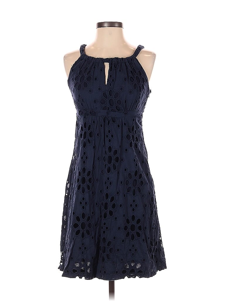 INC International Concepts 100% Cotton Jacquard Acid Wash Print Blue Casual Dress Size 0 - photo 1