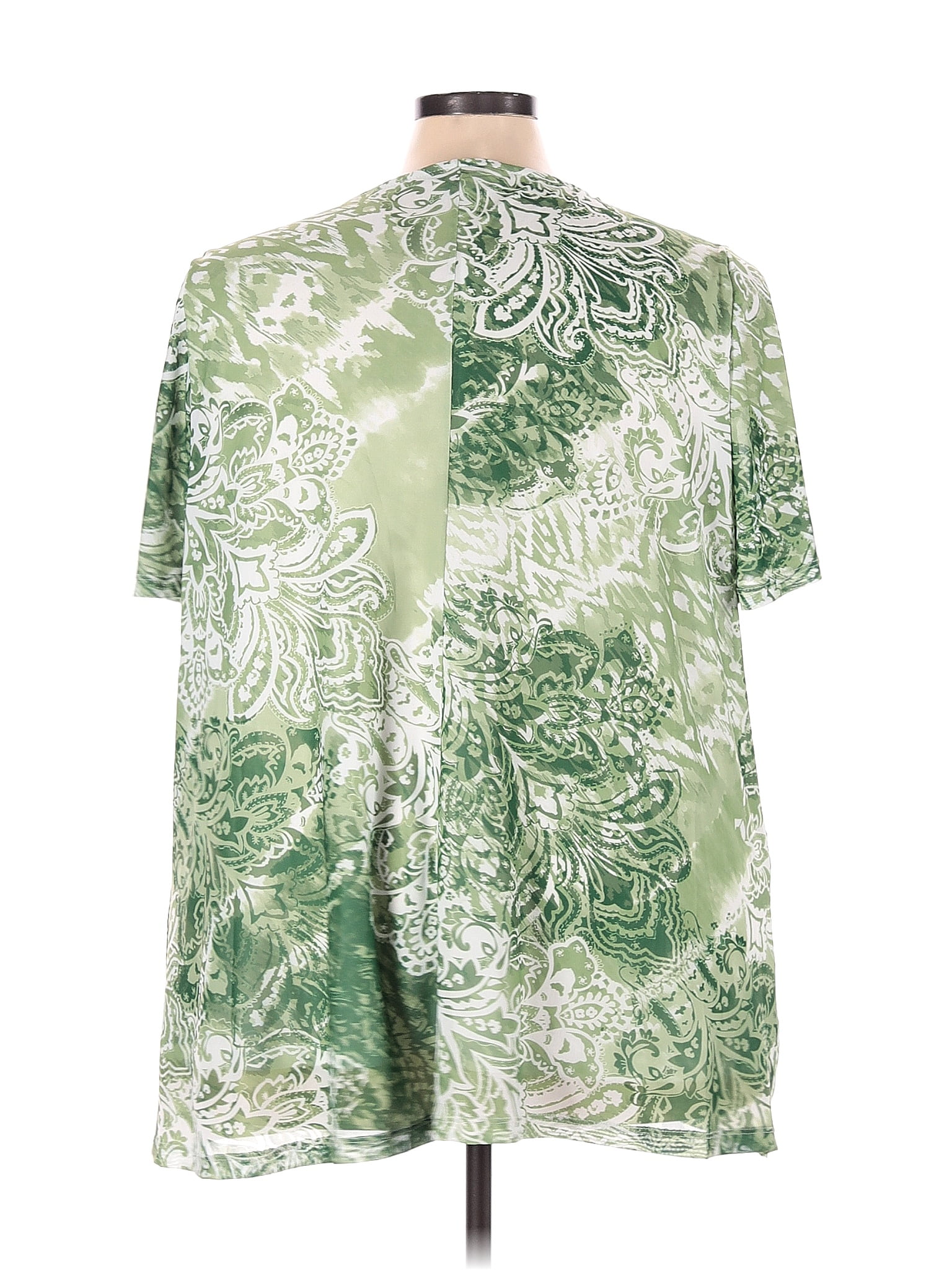 Catherines 100% Polyester Tropical Green Short Sleeve Blouse Size