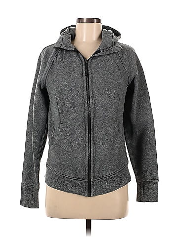 Lululemon Athletica Solid Gray Zip Up Hoodie Size 8 - 48% off