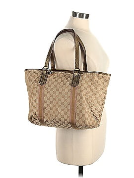 Gucci Gucci Gold GG Canvas Jolicoeur Tote Large Pink Stripes Bag Charm (view 2)
