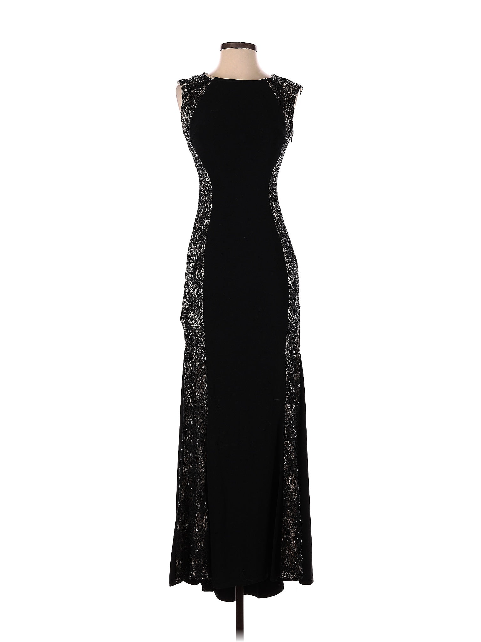 XSCAPE Women's Sleeveless Asymmetrical Neckline Below the Knee Body Con Cocktail Dress Black Size 8