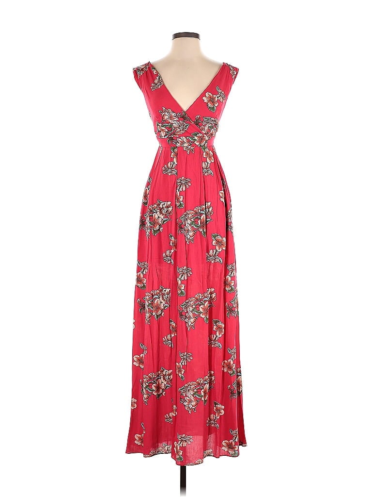 Lulus 100% Rayon Floral Motif Red Casual Dress Size XXS (Estimate) - photo 1