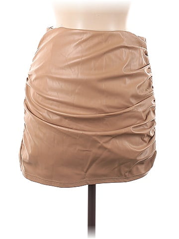 All Ruched Up Washed Faux Leather Mini Skirt - Brown, Fashion Nova, Skirts