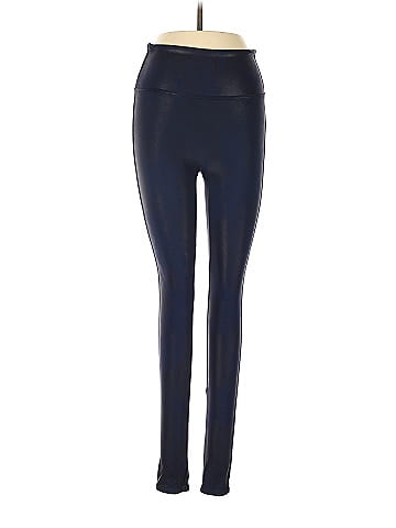 SPANX Solid Navy Blue Faux Leather Pants Size S - 70% off