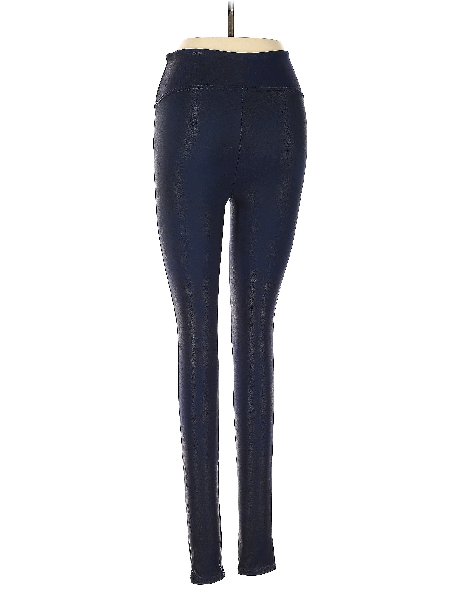 Assets by Spanx Faux Leather Shaping Leggings Womens Large Sea Blue