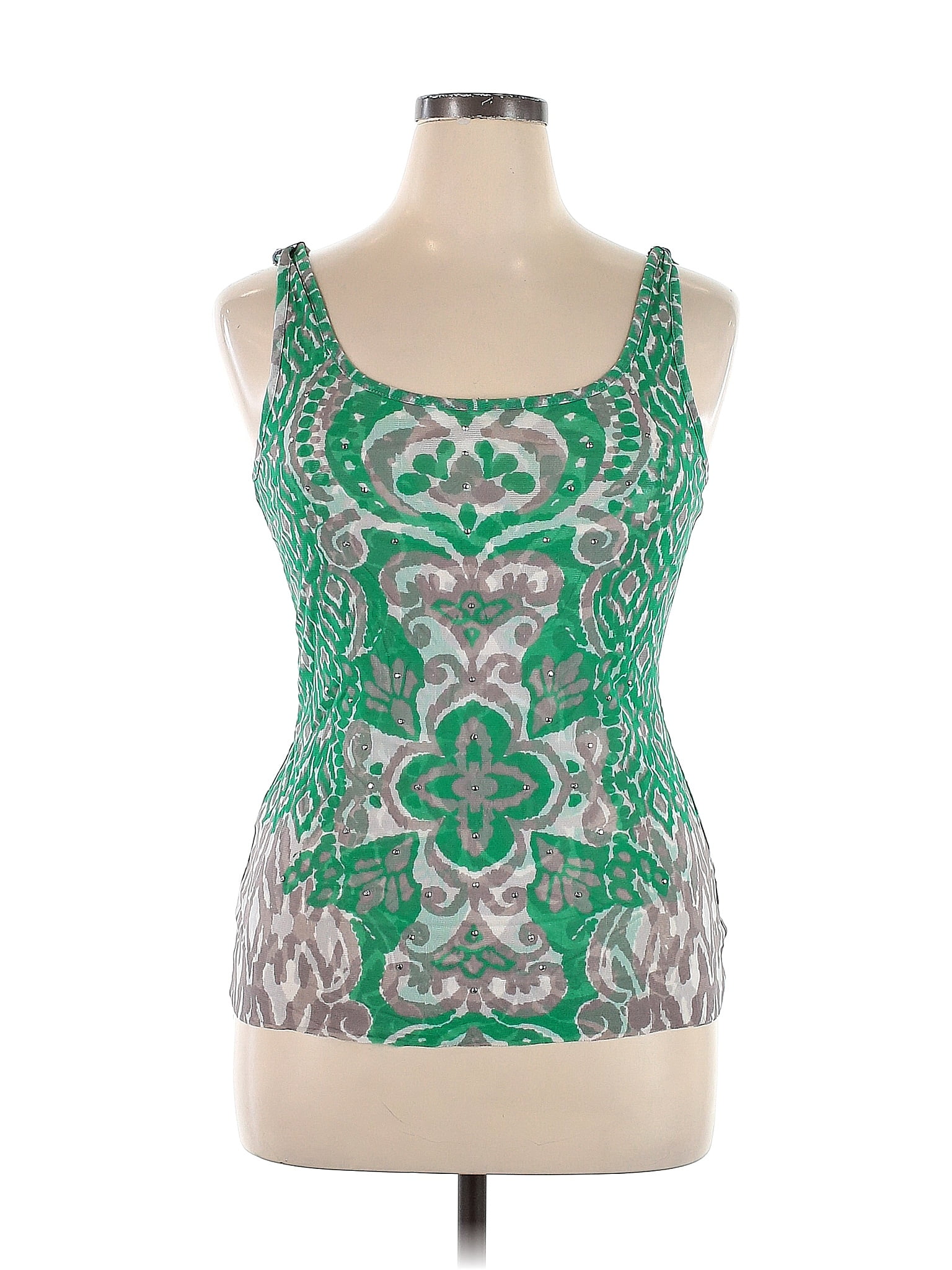 INC International Concepts Women's Top Stripe Green Size Petite S/M