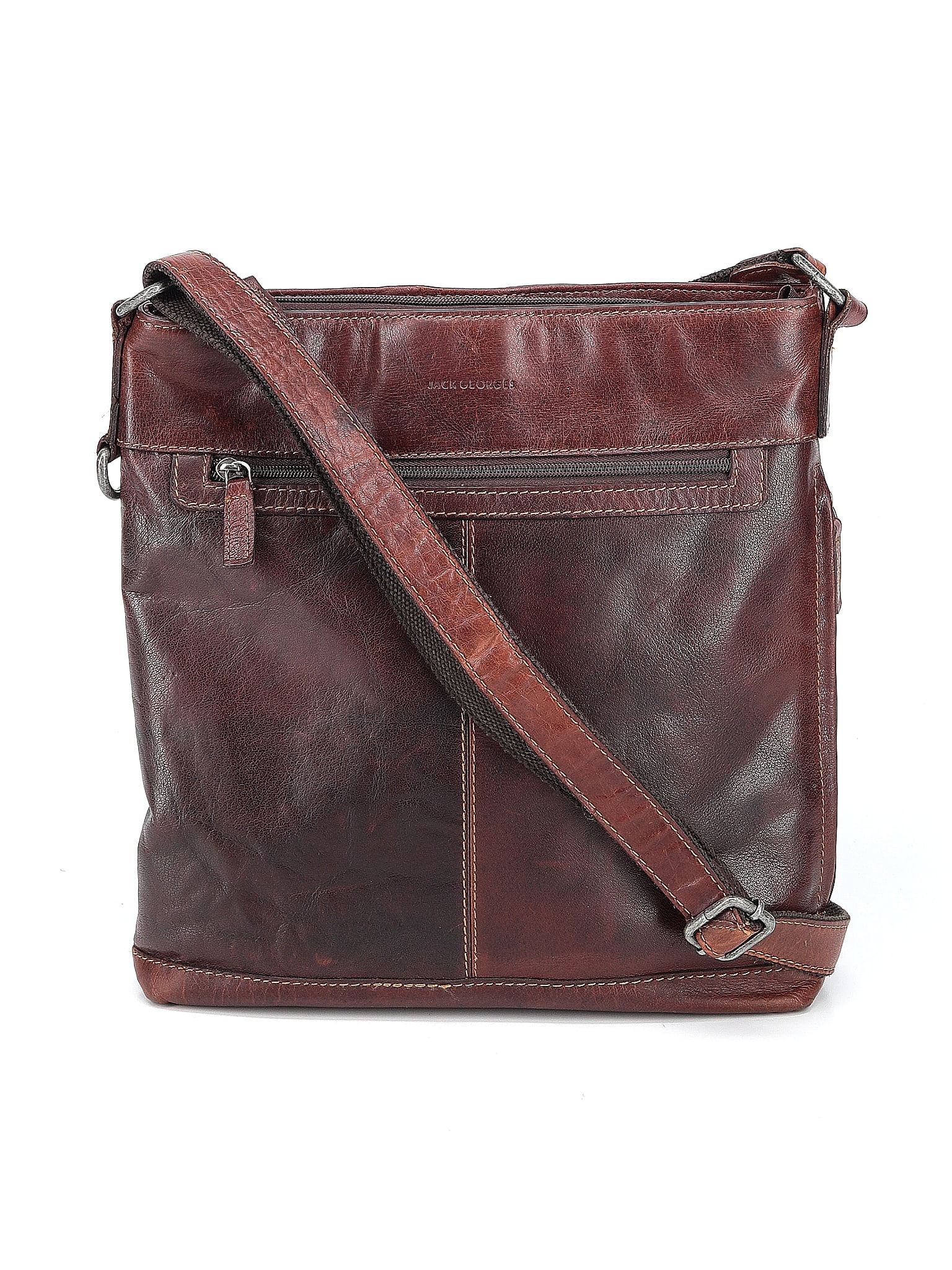 Jack Georges 100% Leather Solid Brown Leather Crossbody Bag One Size ...