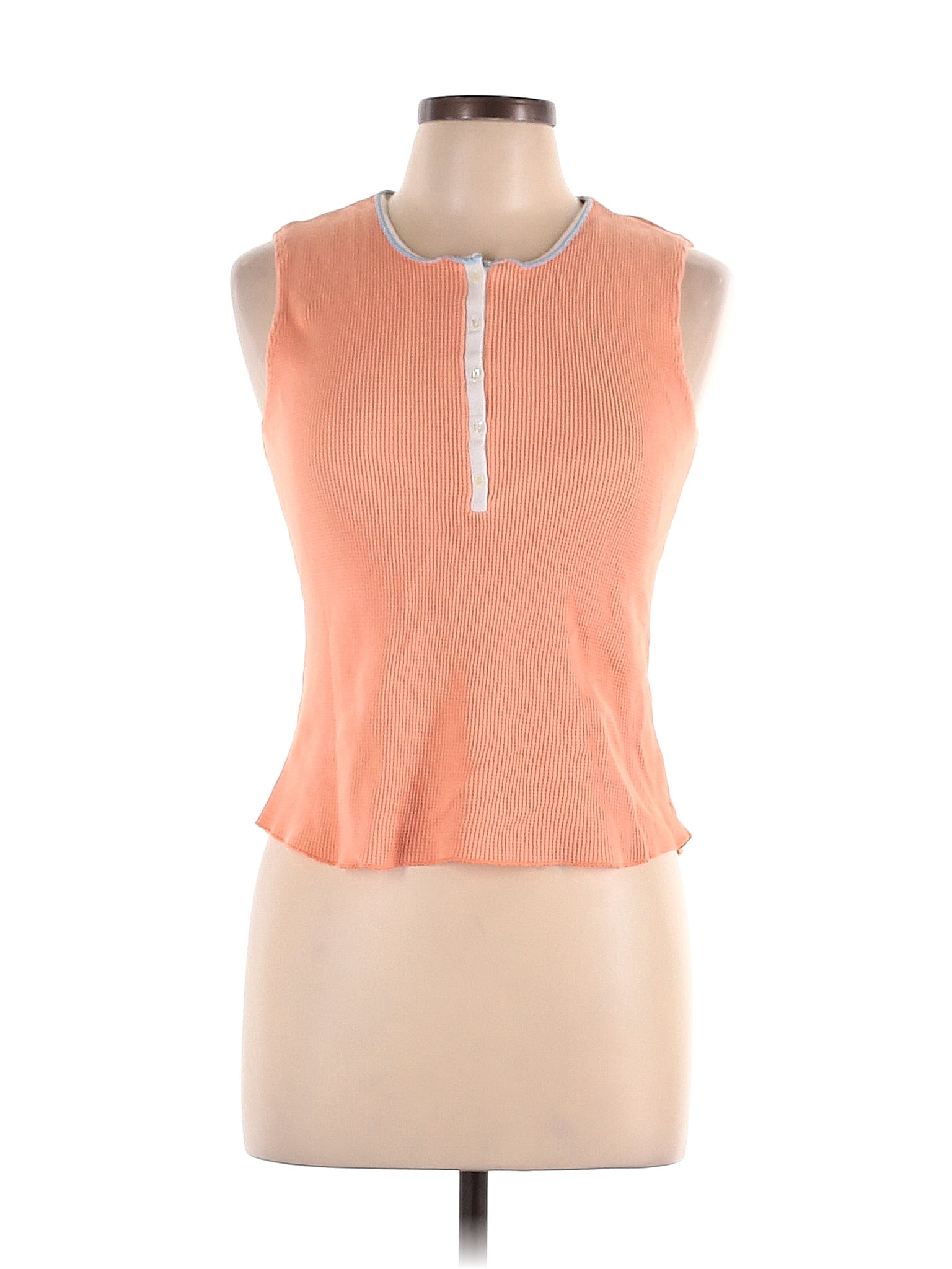 Fitigues 100 Cotton Orange Sleeveless Henley Size L 26 off ThredUp