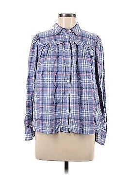 The Shirt by Rochelle Behrens 100% Cotton Plaid Multi Color Blue Long  Sleeve Button-Down Shirt Size S - 85% off