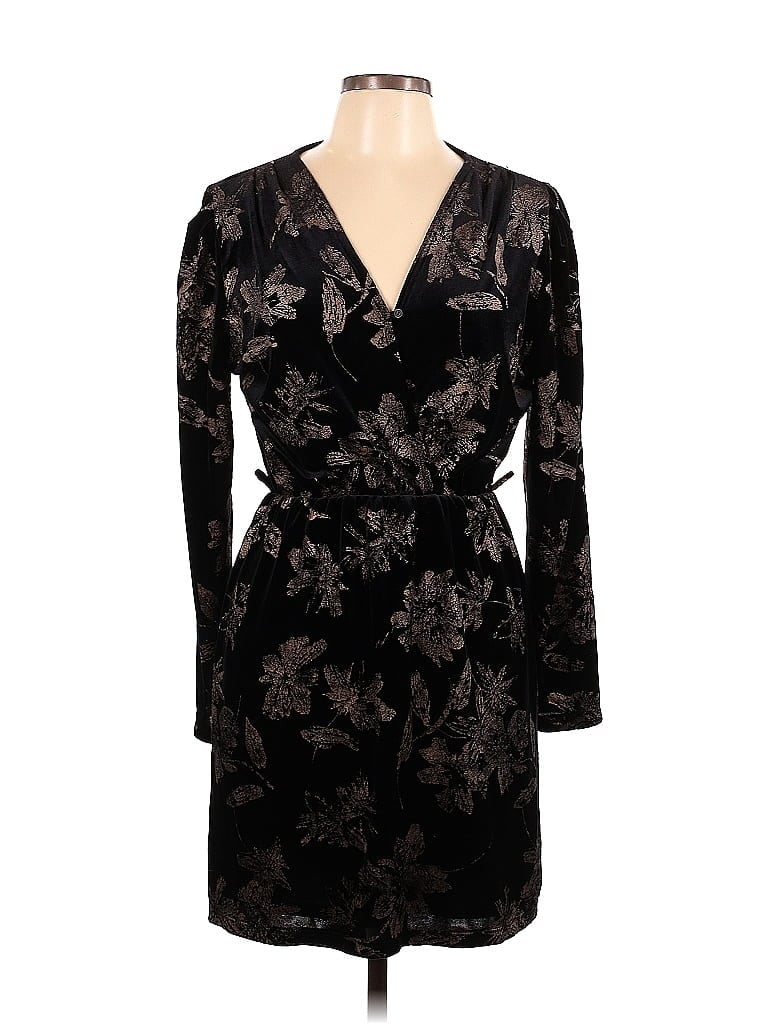 Fraiche by J Jacquard Damask Brocade Black Casual Dress Size L - photo 1