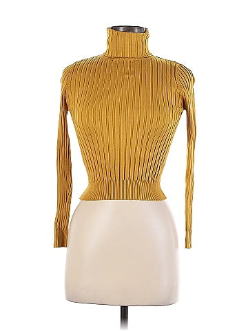 Zara Solid Yellow Gold Long Sleeve Turtleneck Size M - 42% off