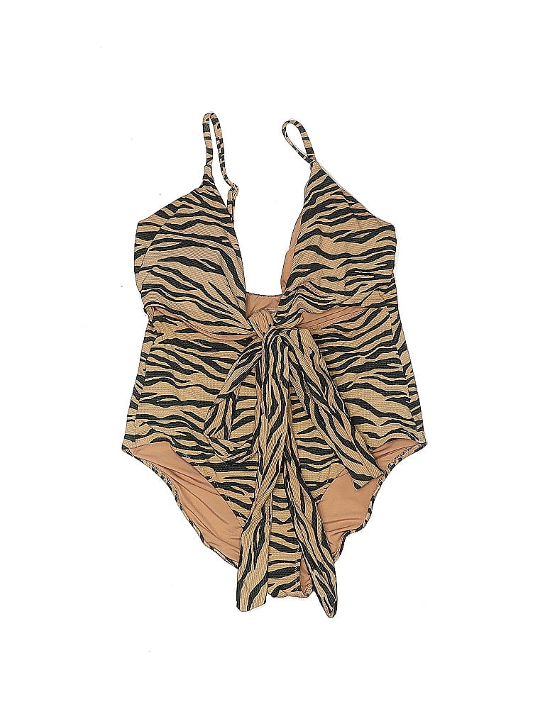 Aerie Zebra Print Multi Color Tan One Piece Swimsuit Size M 44 off