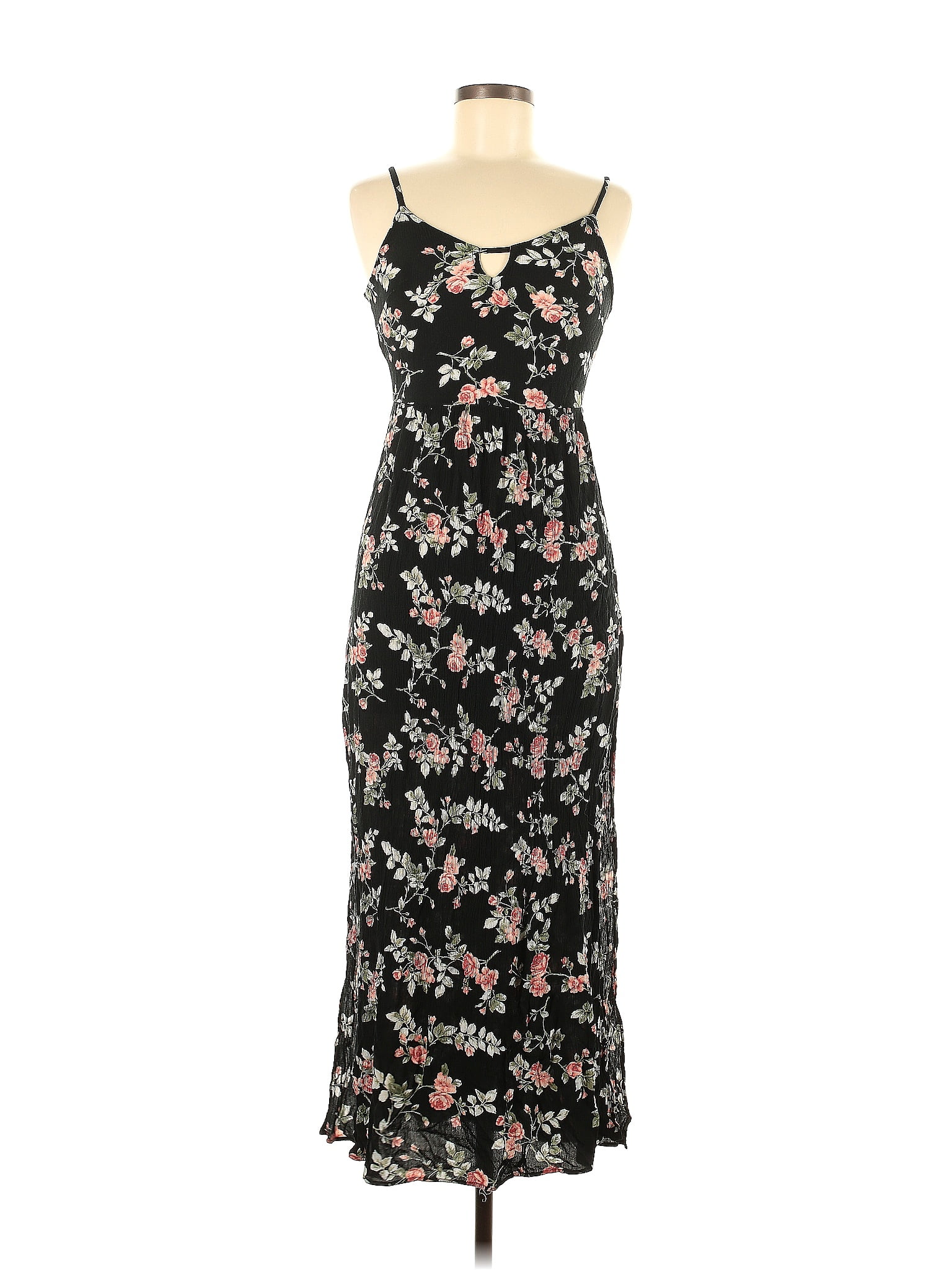 American Eagle Outfitters 100 Viscose Floral Black Casual Dress Size 4