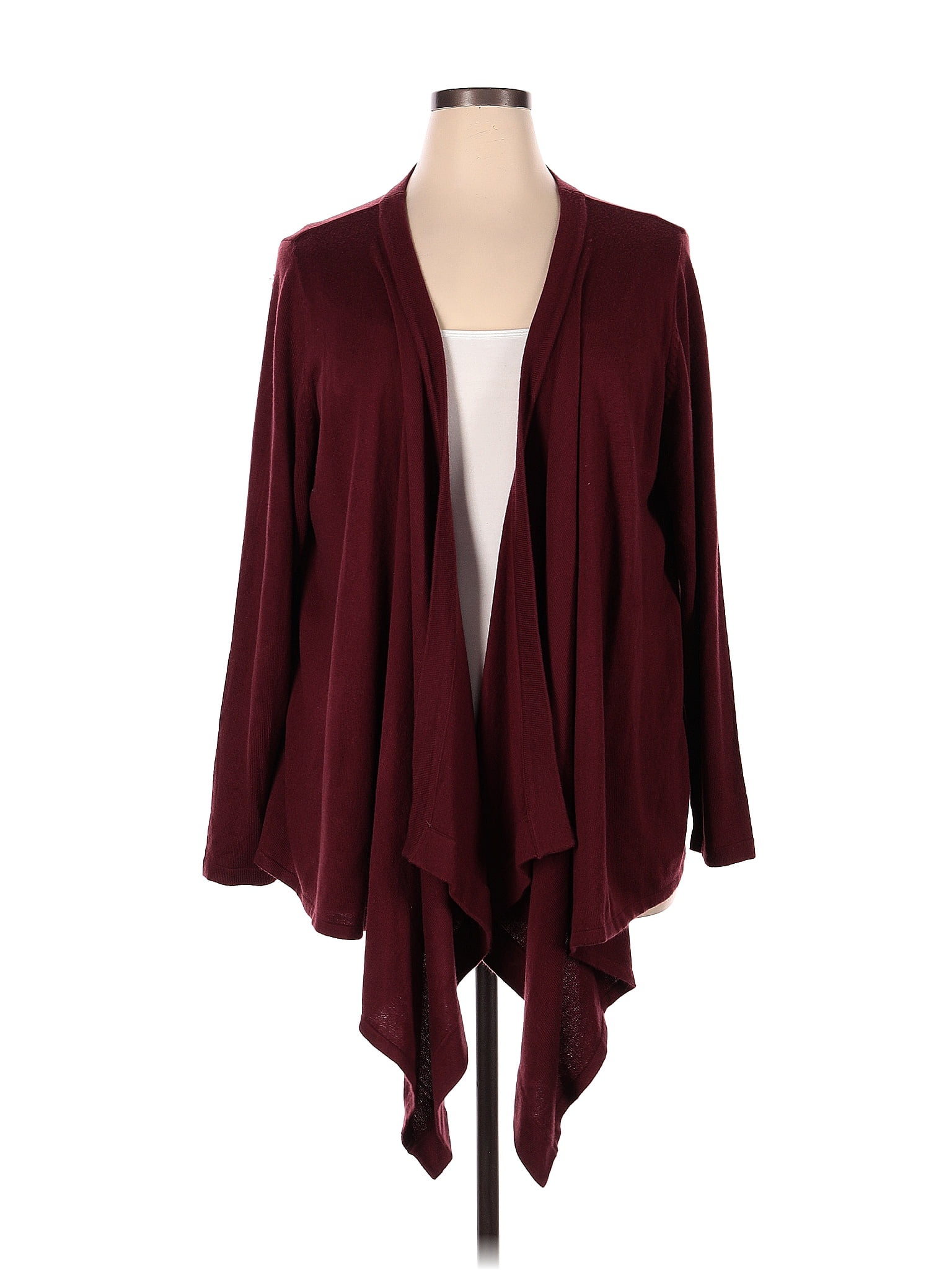 Denim 24 7 100% Acrylic Solid Maroon Burgundy Cardigan Size 1x (plus 