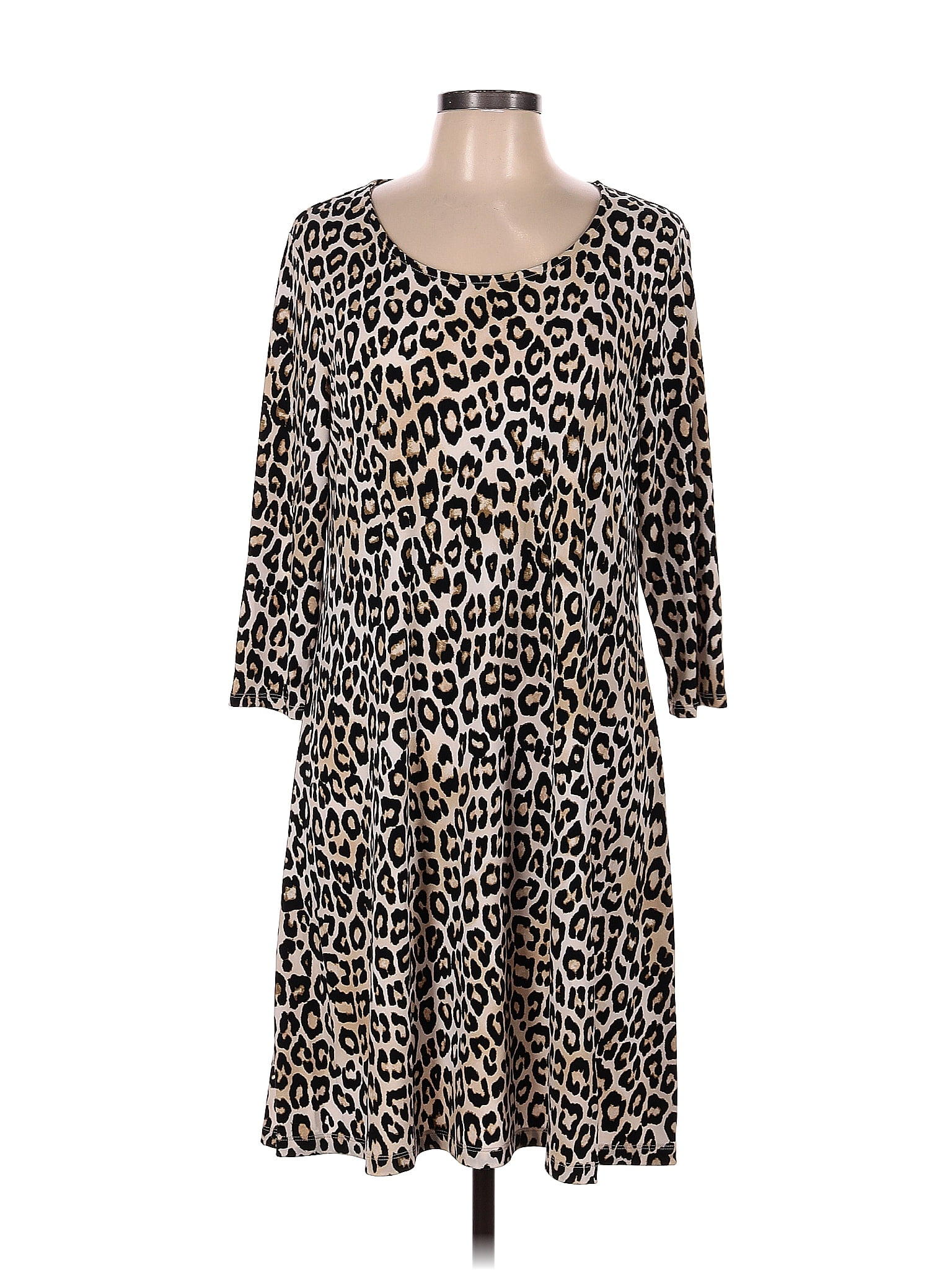 Chico's Leopard Print Multi Color Brown Casual Dress Size Med (1) 79