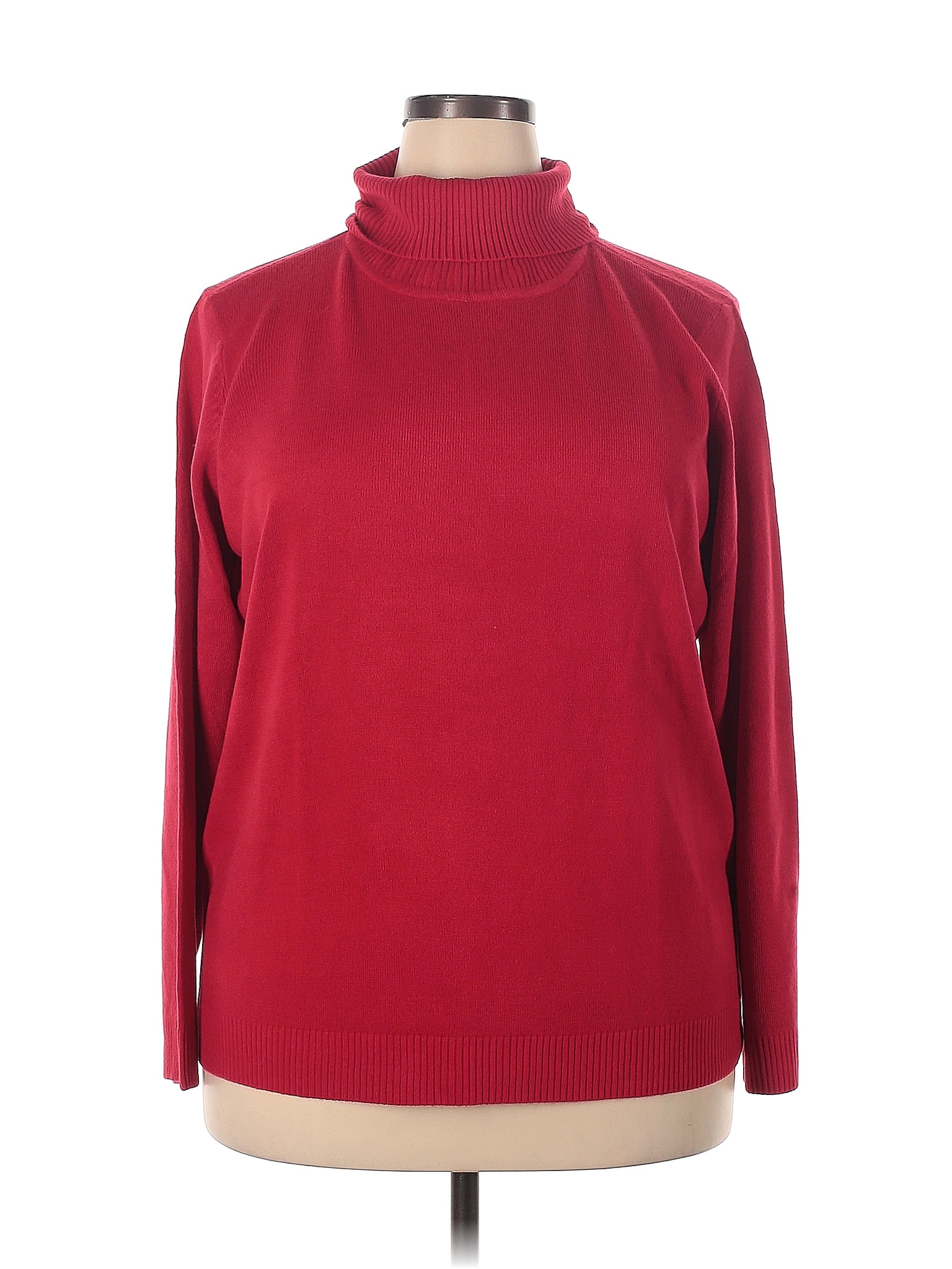 Appleseeds 100 Acrylic Color Block Solid Red Turtleneck Sweater Size