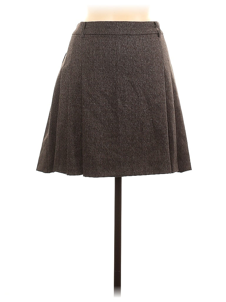 MNG Marled Solid Tweed Chevron-herringbone Gray Casual Skirt Size L - photo 1