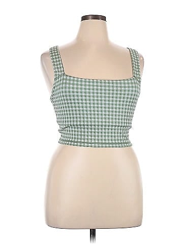 OFFLINE by Aerie Checkered-gingham Green Sports Bra Size XL - 60% off